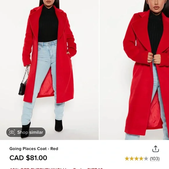 Fashion Nova Vibrant Red Coat - Picture 3 of 3